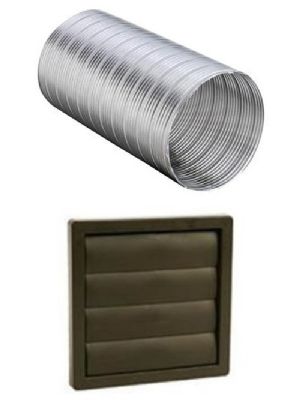 HAFELE SYSTEM 6, 150mm BROWN GRAVITY SEMI-RIGID ALUMINIUM HOSE DUCTING/WALL GRILLE KIT, 565.30.114